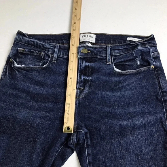 FRAME Le Garcon Size 31 Ankle Slim Boyfriend Jeans Mid Rise Distressed Crop - Picture 10 of 16